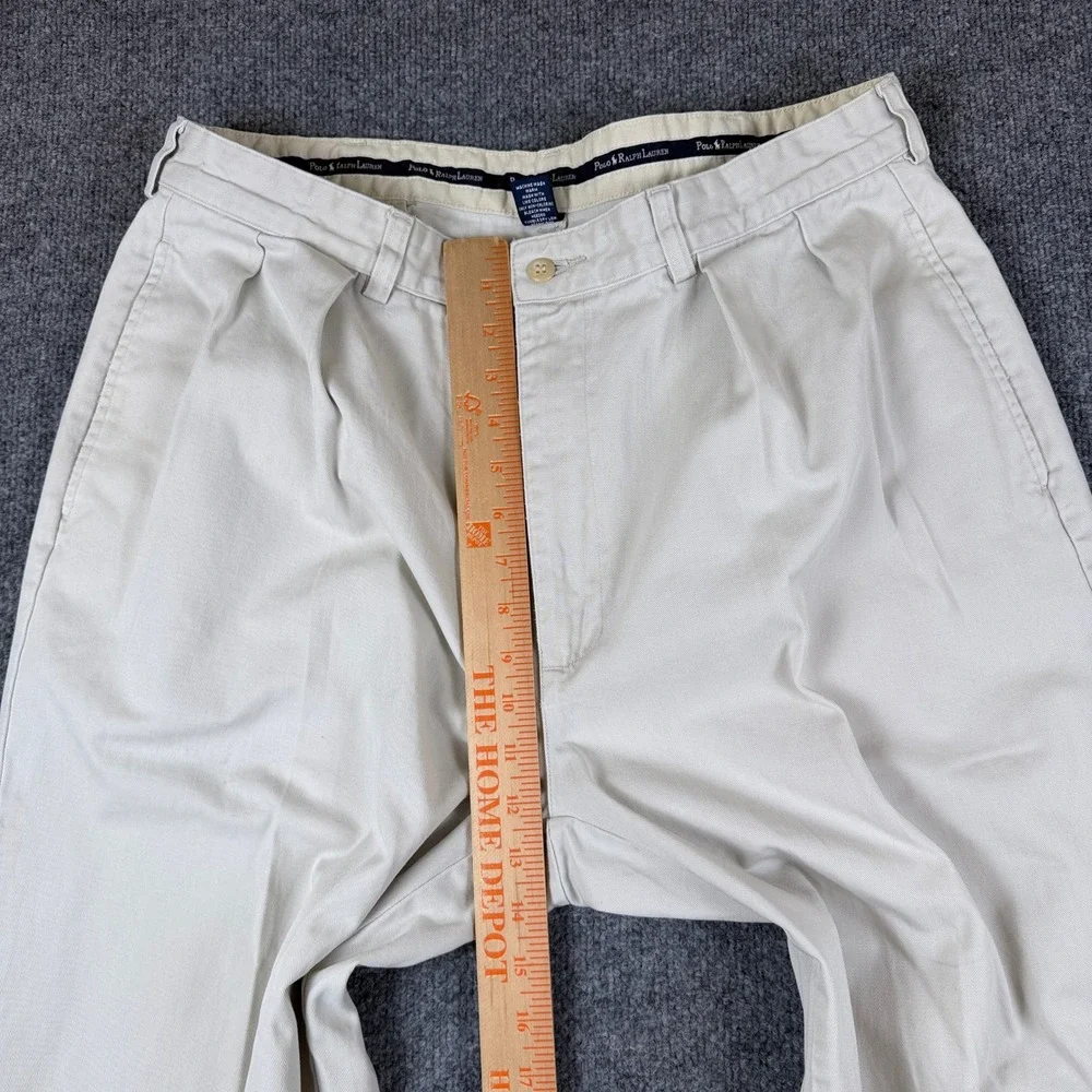 Vintage Polo Ralph Lauren Andrew Pants Mens 34x30 Beige Pleated Chino 90s